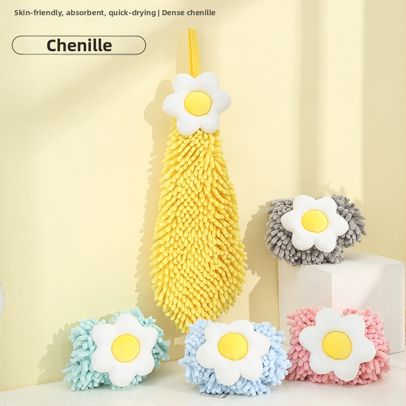 Ručný uterák z chenille s kvetinovým vzorom, chemické vlákno, 80–100 g, 19 vlákien, obšitý, možnosť personalizácie