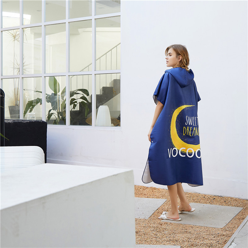 Kupaonski ručnik s kapuljom od mikrovlakana, upijajući, otisnut, brzo sušenje, 85% poliestera, 150D, težina 300–400 g