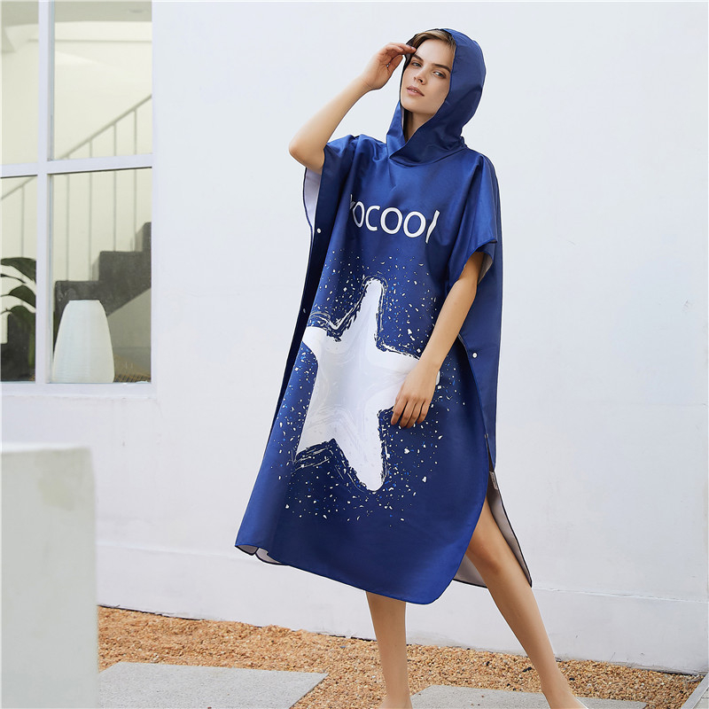 Kupaonski ručnik s kapuljom od mikrovlakana, upijajući, otisnut, brzo sušenje, 85% poliestera, 150D, težina 300–400 g