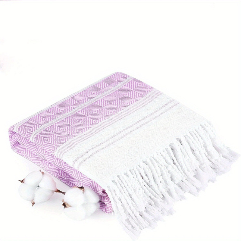 Plažni ručnik od čistog pamuka, dijamantni jacquard s resicama, GSM 400–500, 40 niti, YC marka