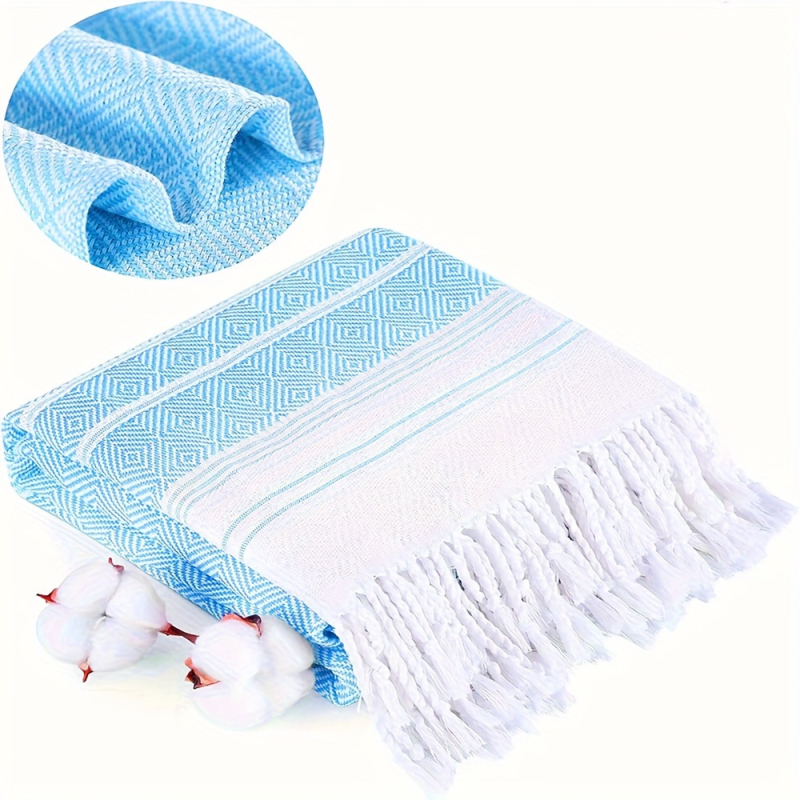 Plažni ručnik od čistog pamuka, dijamantni jacquard s resicama, GSM 400–500, 40 niti, YC marka