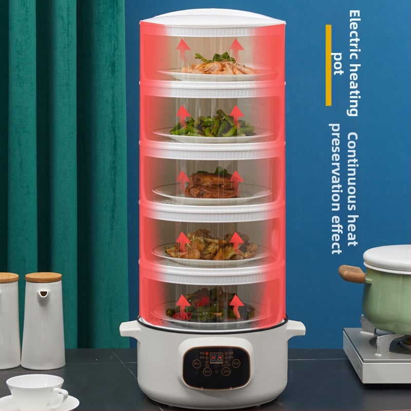 Shengleju Izoliacinis plastikinis maisto dangtelis su elektriniu šildymu, daugiasluoksnis slenkantis dangtelis likusiems patiekalams, išmanus šilumos išlaikymas