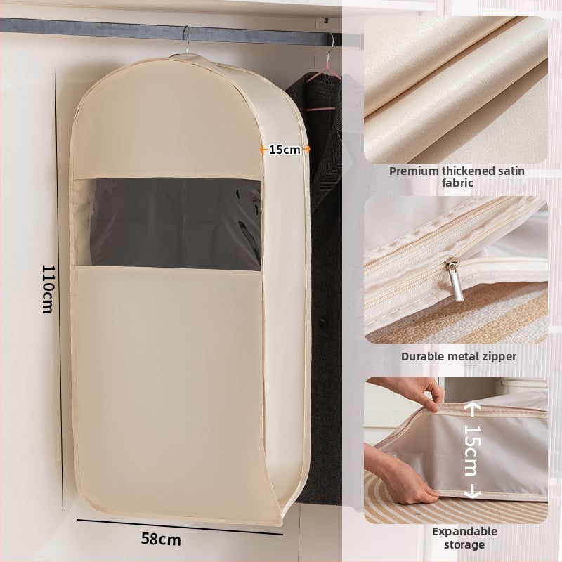 Apģērbu putekļu aizsargs garderobei - satīns un plastmasa, japāņu stils, putekļu un mitruma aizsardzība, Shangxun