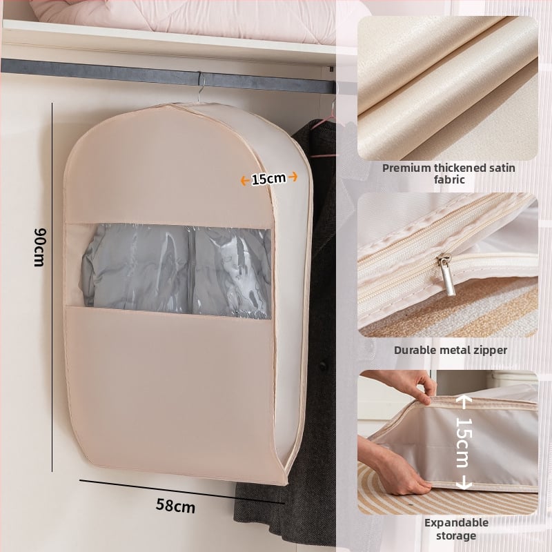 Apģērbu putekļu aizsargs garderobei - satīns un plastmasa, japāņu stils, putekļu un mitruma aizsardzība, Shangxun