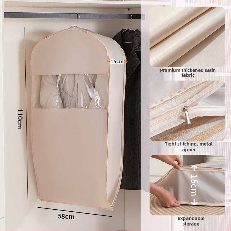 Apģērbu putekļu aizsargs garderobei - satīns un plastmasa, japāņu stils, putekļu un mitruma aizsardzība, Shangxun