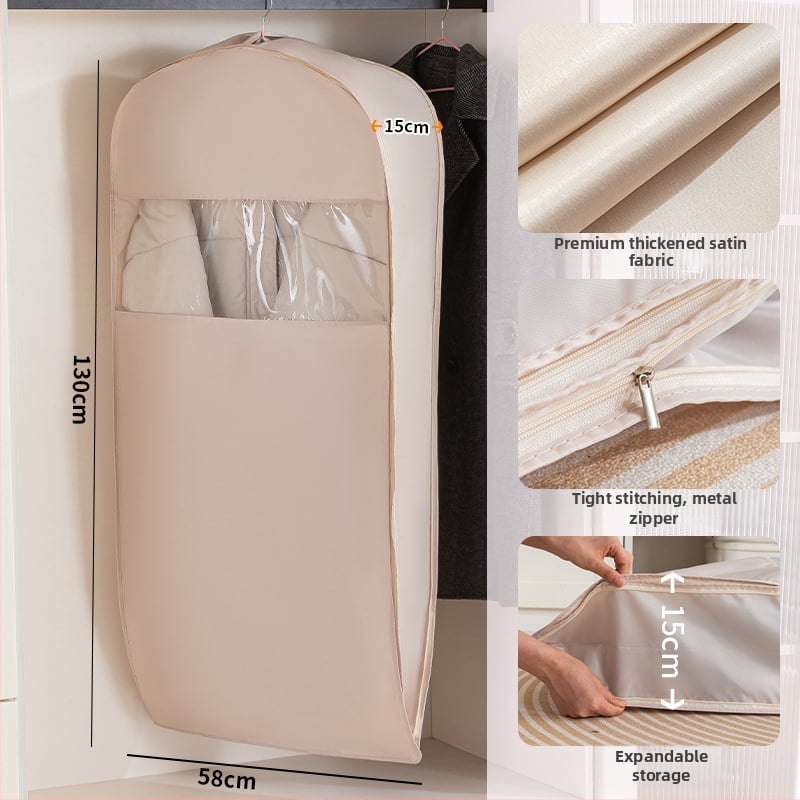 Apģērbu putekļu aizsargs garderobei - satīns un plastmasa, japāņu stils, putekļu un mitruma aizsardzība, Shangxun
