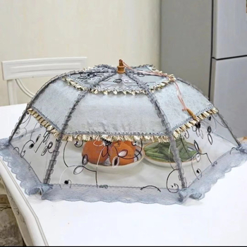 Lėkštės dangtelis su nėriniu, sulankstomas tinklinis dangtis nuo musių ir uodų, korėjietiško stiliaus, išleistas 2023