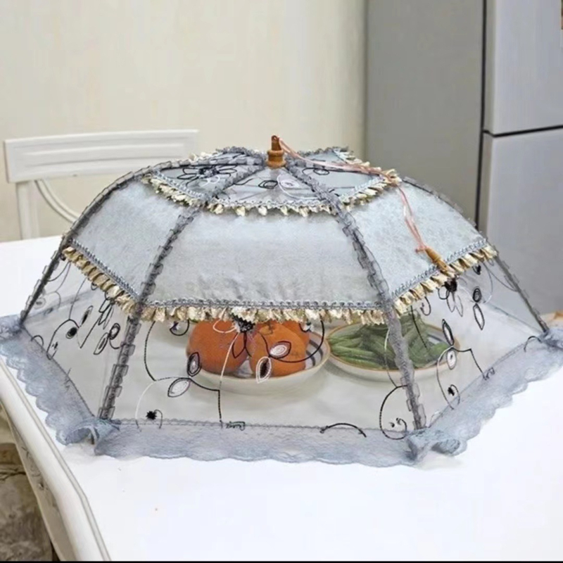 Lėkštės dangtelis su nėriniu, sulankstomas tinklinis dangtis nuo musių ir uodų, korėjietiško stiliaus, išleistas 2023