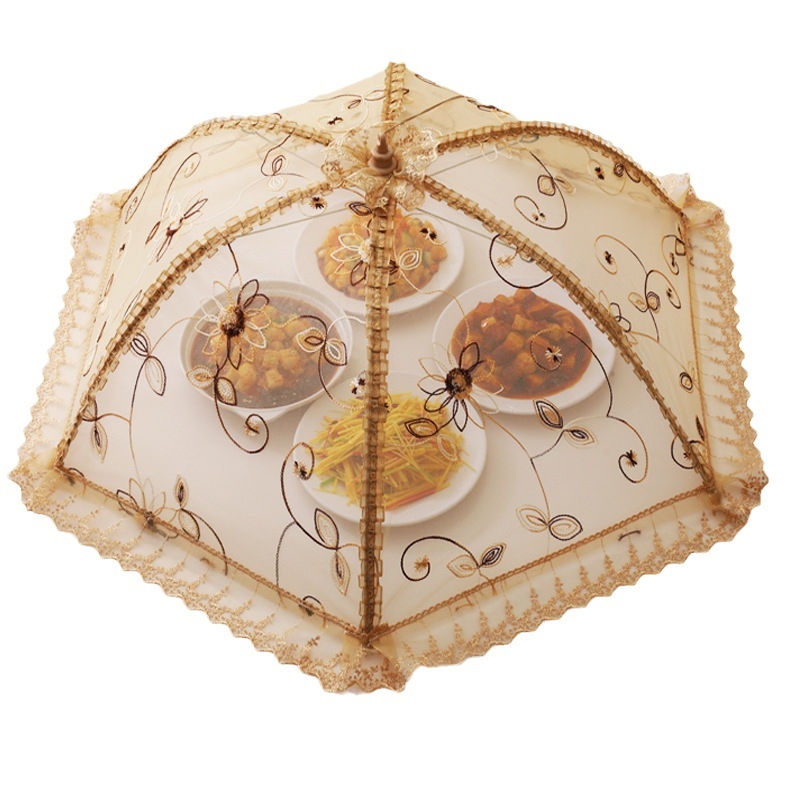 Lėkštės dangtelis su nėriniu, sulankstomas tinklinis dangtis nuo musių ir uodų, korėjietiško stiliaus, išleistas 2023