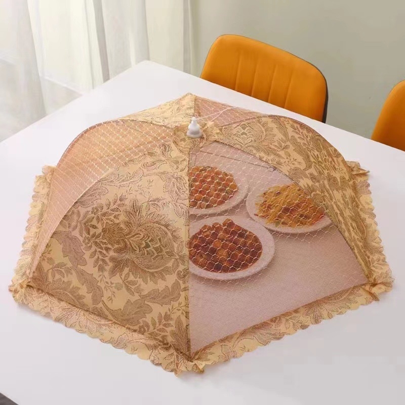 Lėkštės dangtelis su nėriniu, sulankstomas tinklinis dangtis nuo musių ir uodų, korėjietiško stiliaus, išleistas 2023