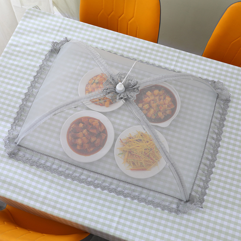 Lėkštės dangtelis su nėriniu, sulankstomas tinklinis dangtis nuo musių ir uodų, korėjietiško stiliaus, išleistas 2023