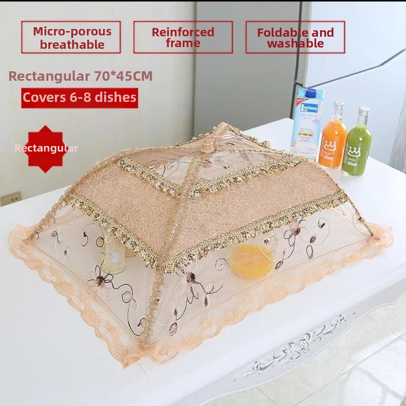 Lėkštės dangtelis su nėriniu, sulankstomas tinklinis dangtis nuo musių ir uodų, korėjietiško stiliaus, išleistas 2023