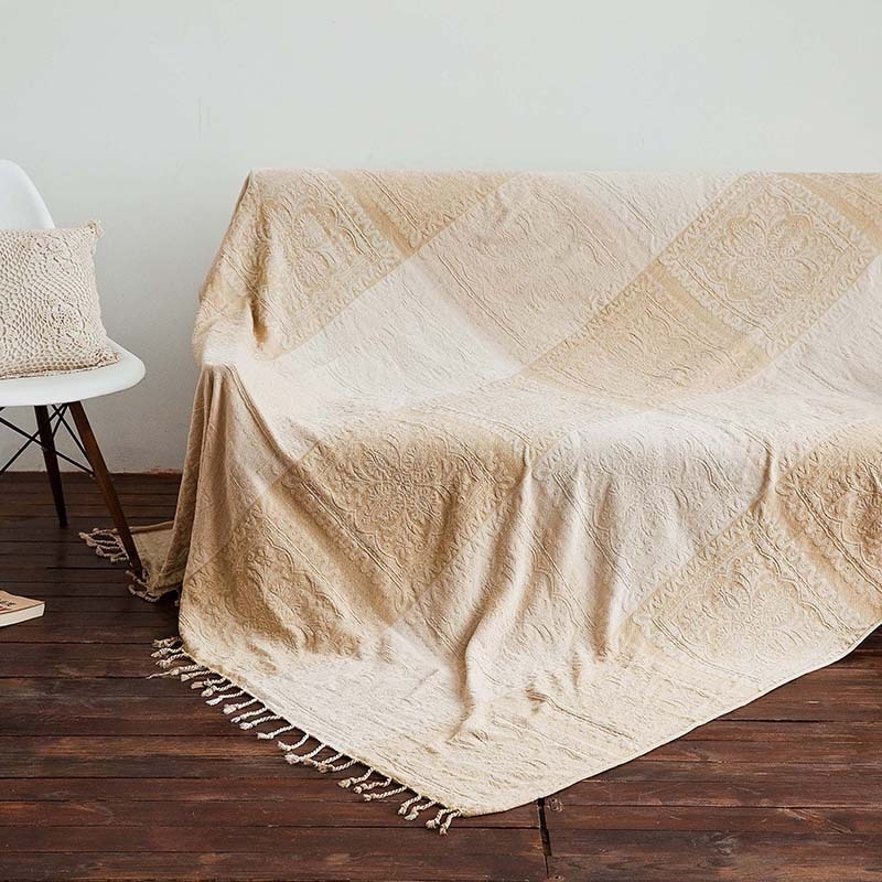 Chenille navlaka za kauč, za kutnu sofu, doiljski stil, uzorci: pruge, geometrijski i biljni