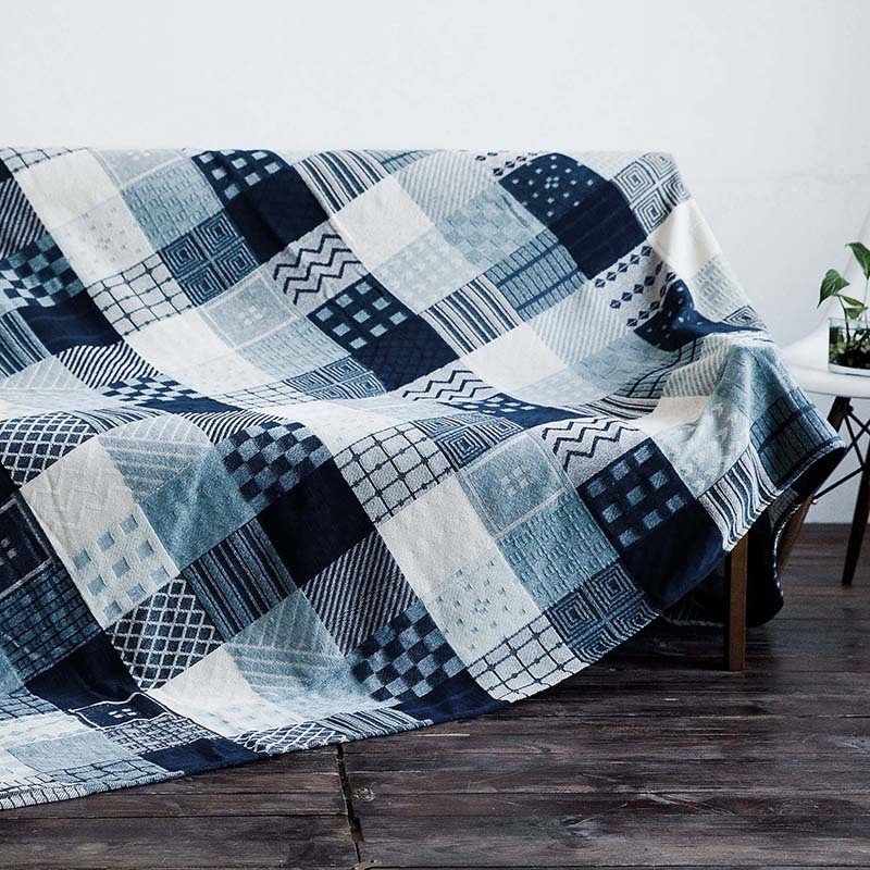 Chenille navlaka za kauč, za kutnu sofu, doiljski stil, uzorci: pruge, geometrijski i biljni