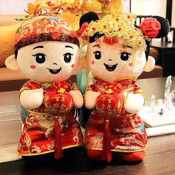 Zifan flanelinės lovos lėlės pora – vestuvinė dovana ir jaunavedžių kambario dekoras