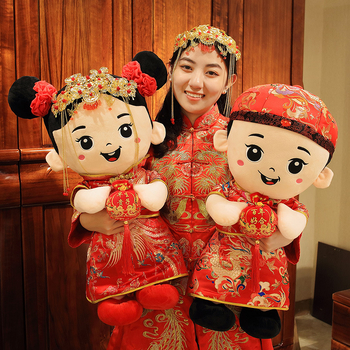 Zifan flanelinės lovos lėlės pora – vestuvinė dovana ir jaunavedžių kambario dekoras