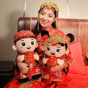 Zifan flanelinės lovos lėlės pora – vestuvinė dovana ir jaunavedžių kambario dekoras