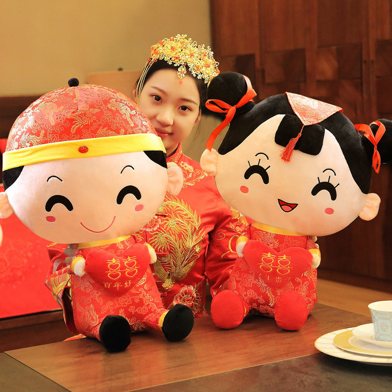 Zifan flanelinės lovos lėlės pora – vestuvinė dovana ir jaunavedžių kambario dekoras