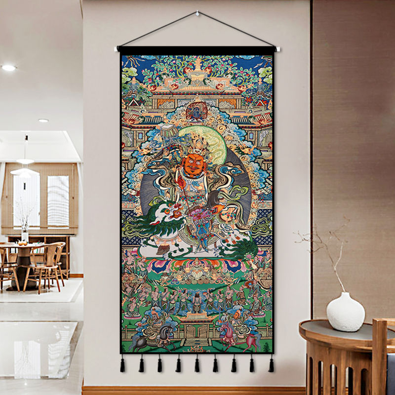 Zidna tapiserija s tibetanskom Budom u Thangka dizajnu — pravokutnog oblika, etničkog stila, digitalni ispis toplinskog prijenosa, mogućnost prilagodbe