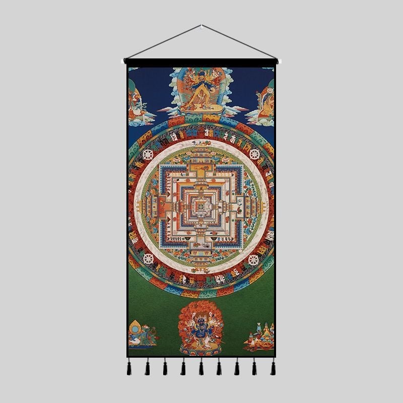 Zidna tapiserija s tibetanskom Budom u Thangka dizajnu — pravokutnog oblika, etničkog stila, digitalni ispis toplinskog prijenosa, mogućnost prilagodbe