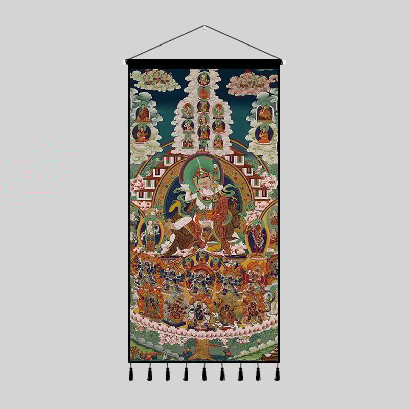 Zidna tapiserija s tibetanskom Budom u Thangka dizajnu — pravokutnog oblika, etničkog stila, digitalni ispis toplinskog prijenosa, mogućnost prilagodbe