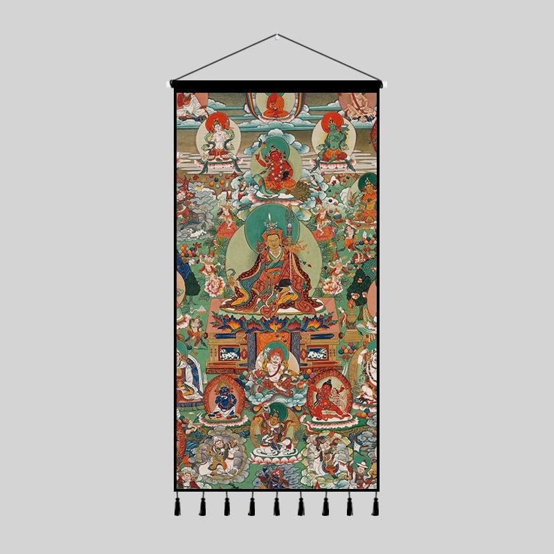 Zidna tapiserija s tibetanskom Budom u Thangka dizajnu — pravokutnog oblika, etničkog stila, digitalni ispis toplinskog prijenosa, mogućnost prilagodbe