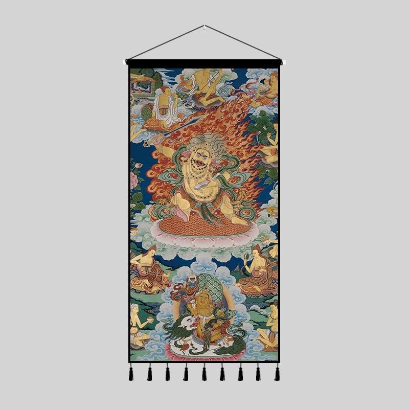 Zidna tapiserija s tibetanskom Budom u Thangka dizajnu — pravokutnog oblika, etničkog stila, digitalni ispis toplinskog prijenosa, mogućnost prilagodbe