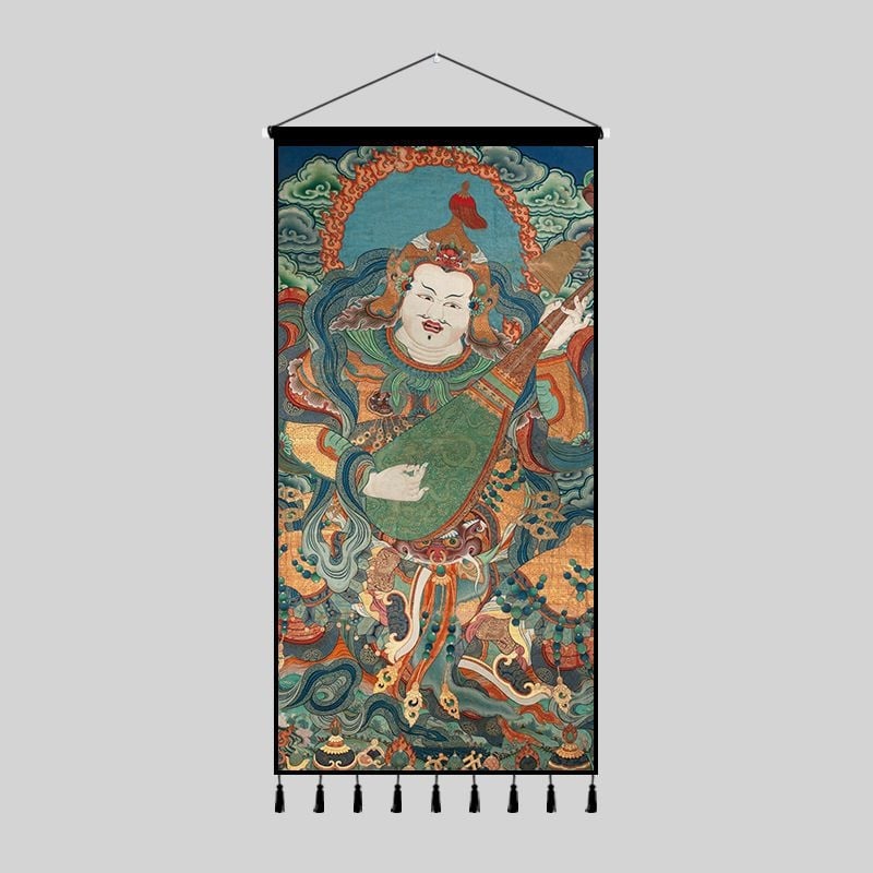 Zidna tapiserija s tibetanskom Budom u Thangka dizajnu — pravokutnog oblika, etničkog stila, digitalni ispis toplinskog prijenosa, mogućnost prilagodbe