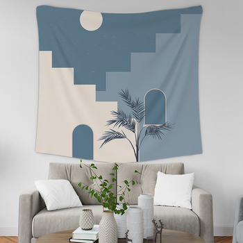 Poliesterski goblen za zid, kvadratnog oblika, krajolik uzorak, strojno tkan, pogodan za dnevni boravak i spavaću sobu