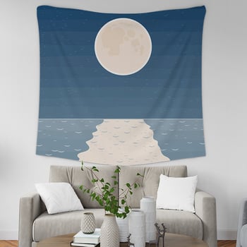 Poliesterski goblen za zid, kvadratnog oblika, krajolik uzorak, strojno tkan, pogodan za dnevni boravak i spavaću sobu