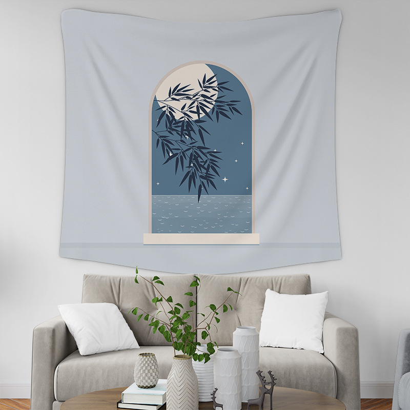 Poliesterski goblen za zid, kvadratnog oblika, krajolik uzorak, strojno tkan, pogodan za dnevni boravak i spavaću sobu