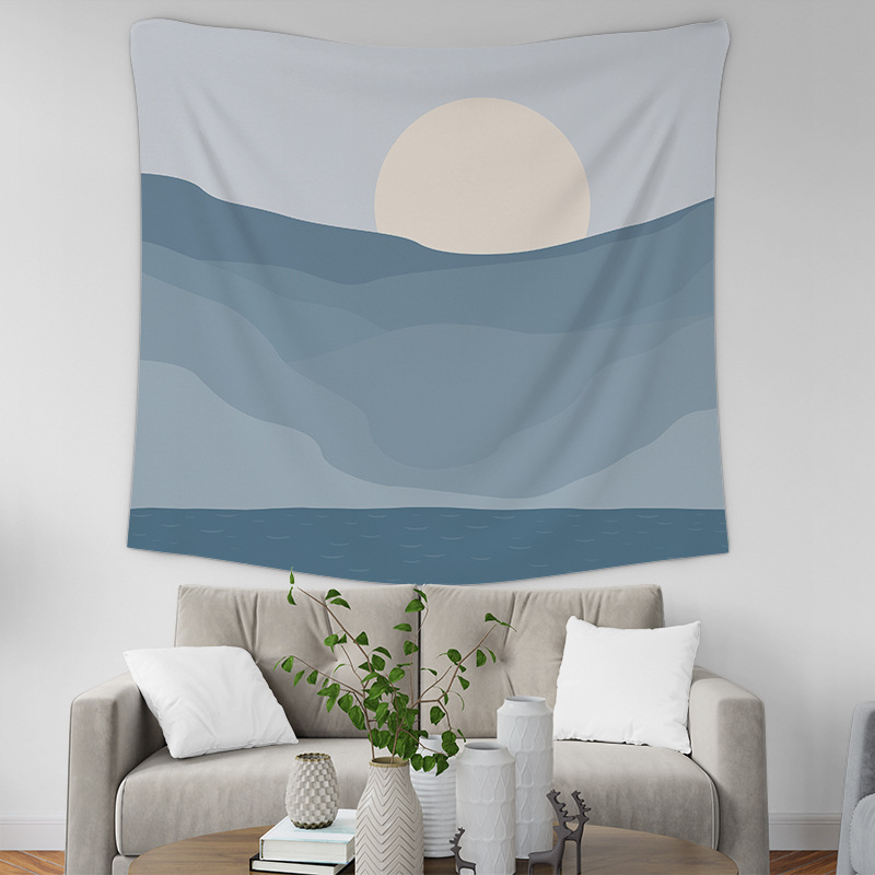 Poliesterski goblen za zid, kvadratnog oblika, krajolik uzorak, strojno tkan, pogodan za dnevni boravak i spavaću sobu