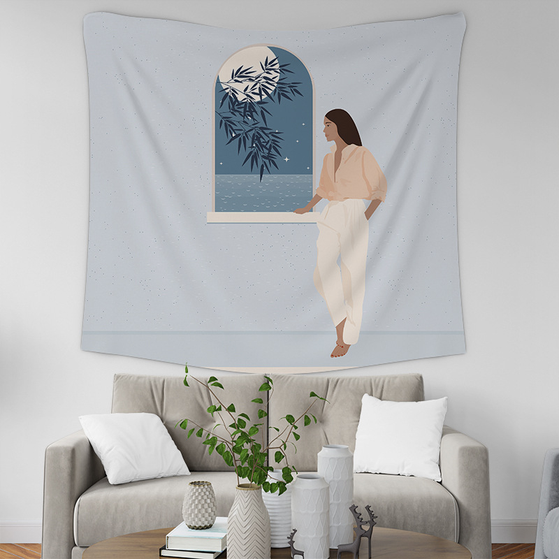 Poliesterski goblen za zid, kvadratnog oblika, krajolik uzorak, strojno tkan, pogodan za dnevni boravak i spavaću sobu