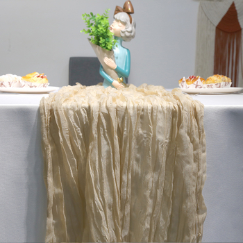 Boemski stolni runner od poliestera s voile i cheesecloth, jednobojan, za vjenčanje i zabave