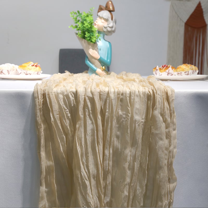 Boemski stolni runner od poliestera s voile i cheesecloth, jednobojan, za vjenčanje i zabave