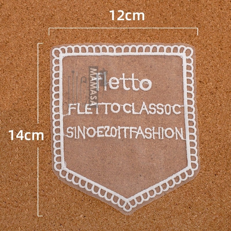 Raidžių tinklelio siuvinėjimo kišeninis lipukas su nėriniu audiniu - 100% medvilnė; tinka batams ir skrybėlėms - Prekės kodas 895799714059