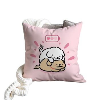 Jastučnica s flanelom, PP pamuk punjenje, motiv crtani psić, prilagodljiv dizajn, kremasti stil