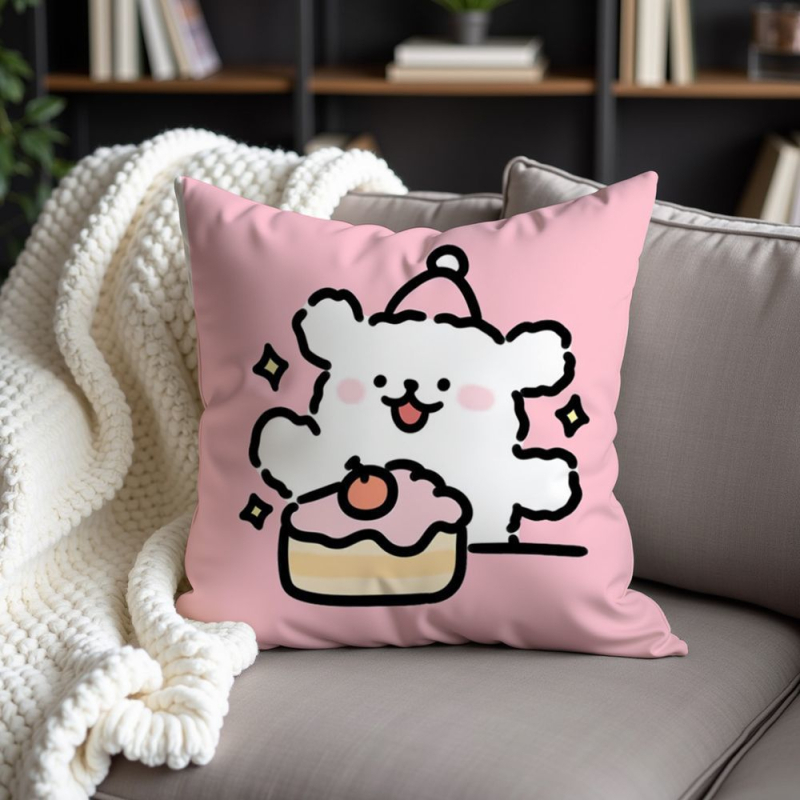 Jastučnica s flanelom, PP pamuk punjenje, motiv crtani psić, prilagodljiv dizajn, kremasti stil