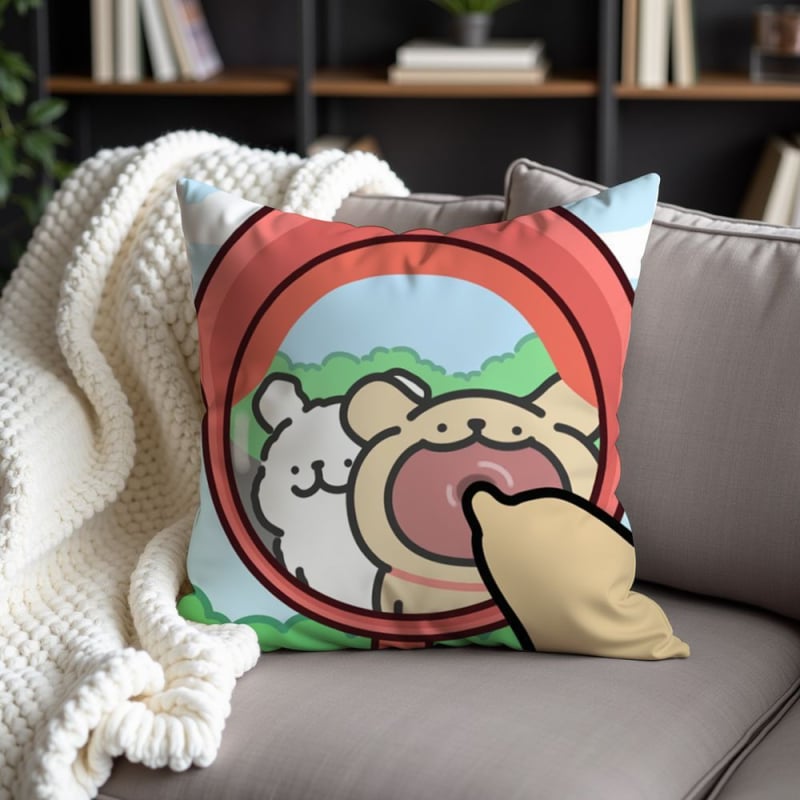 Jastučnica s flanelom, PP pamuk punjenje, motiv crtani psić, prilagodljiv dizajn, kremasti stil