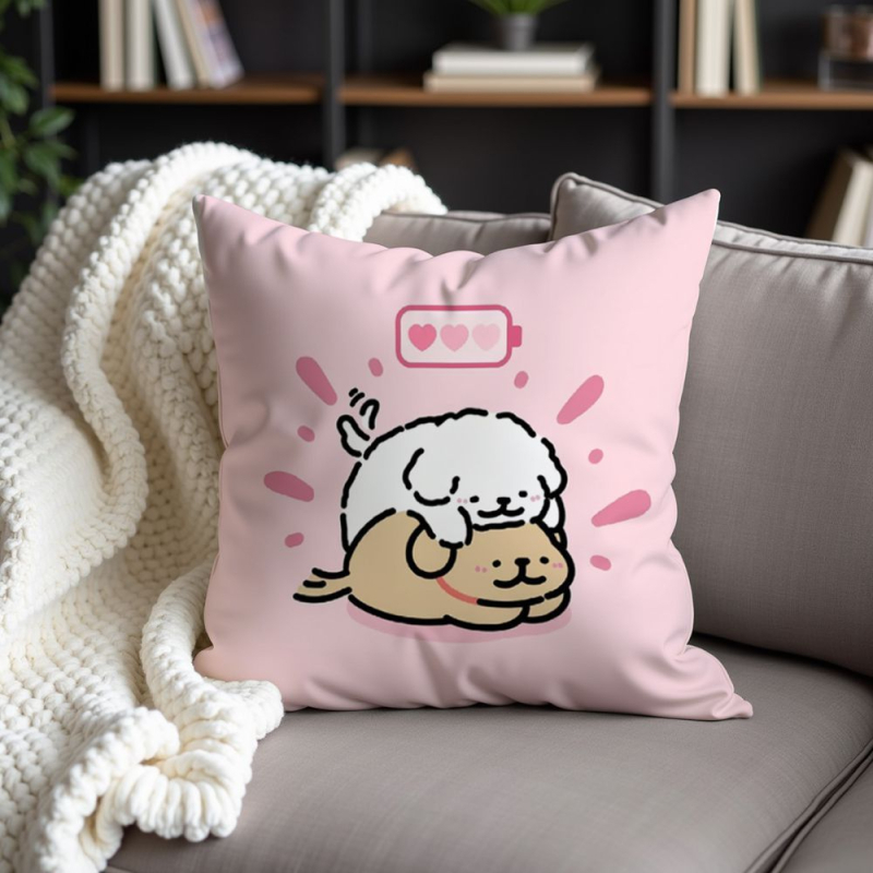 Jastučnica s flanelom, PP pamuk punjenje, motiv crtani psić, prilagodljiv dizajn, kremasti stil