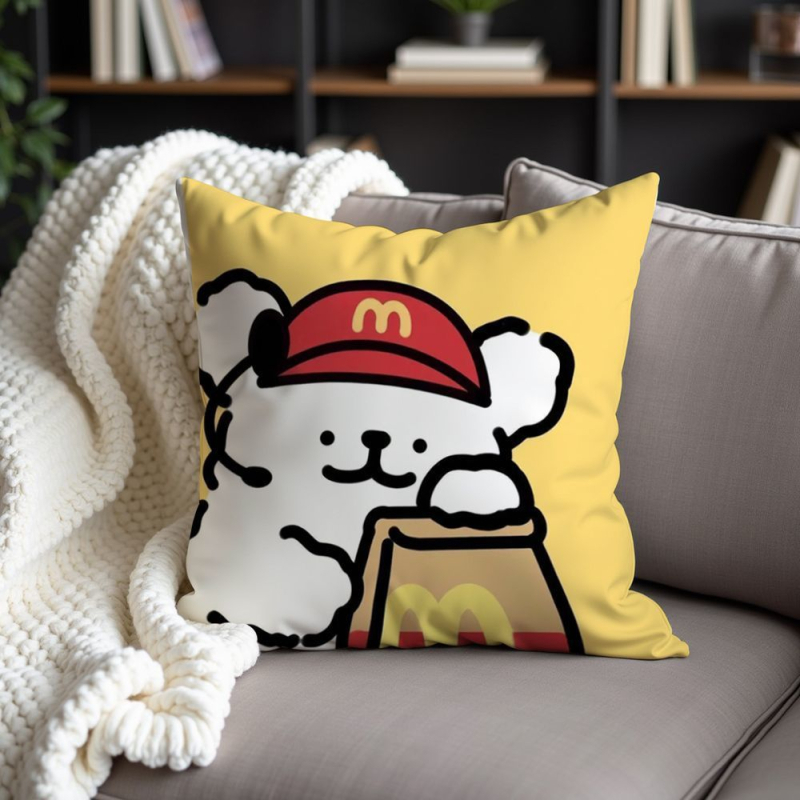 Jastučnica s flanelom, PP pamuk punjenje, motiv crtani psić, prilagodljiv dizajn, kremasti stil