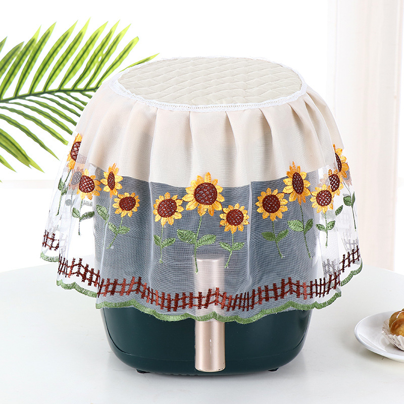 Putekļu aizsarg vāciņš frituvei ar mežģīnēm, auduma aizsargs virtuves sadzīves tehnikai; Materiāls: Mežģīnes; Stils: Vienkāršs un mūsdienīgs; Apstrāde: Cits