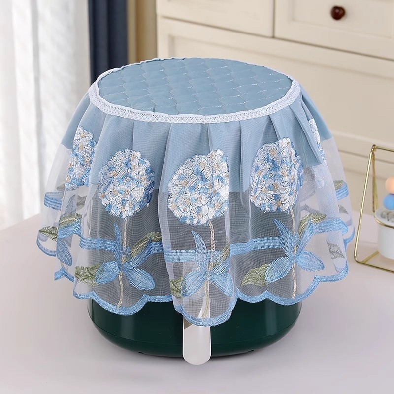 Putekļu aizsarg vāciņš frituvei ar mežģīnēm, auduma aizsargs virtuves sadzīves tehnikai; Materiāls: Mežģīnes; Stils: Vienkāršs un mūsdienīgs; Apstrāde: Cits