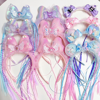 Vaikų plaukų juostelė su princesės karūna ir pintomis sruogomis, rankų darbo iš plastiko/rezino