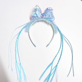 Vaikų plaukų juostelė su princesės karūna ir pintomis sruogomis, rankų darbo iš plastiko/rezino