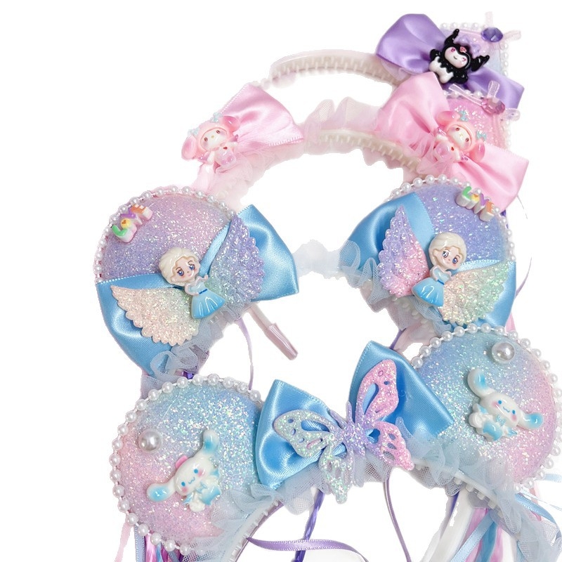 Vaikų plaukų juostelė su princesės karūna ir pintomis sruogomis, rankų darbo iš plastiko/rezino