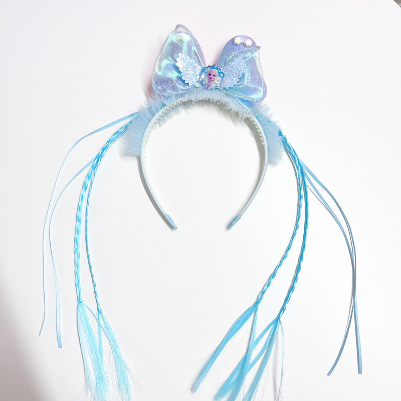 Vaikų plaukų juostelė su princesės karūna ir pintomis sruogomis, rankų darbo iš plastiko/rezino