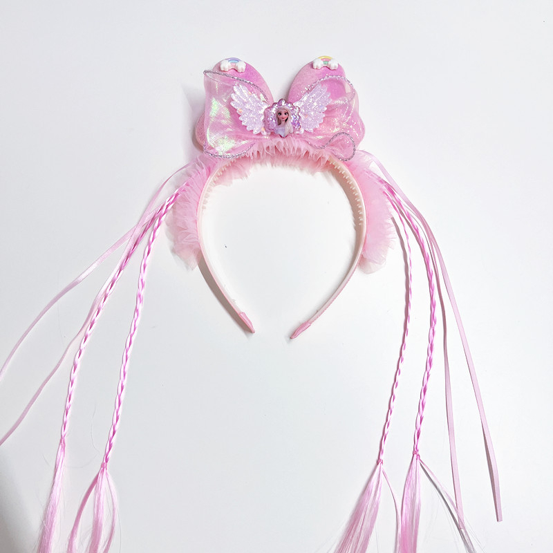 Vaikų plaukų juostelė su princesės karūna ir pintomis sruogomis, rankų darbo iš plastiko/rezino