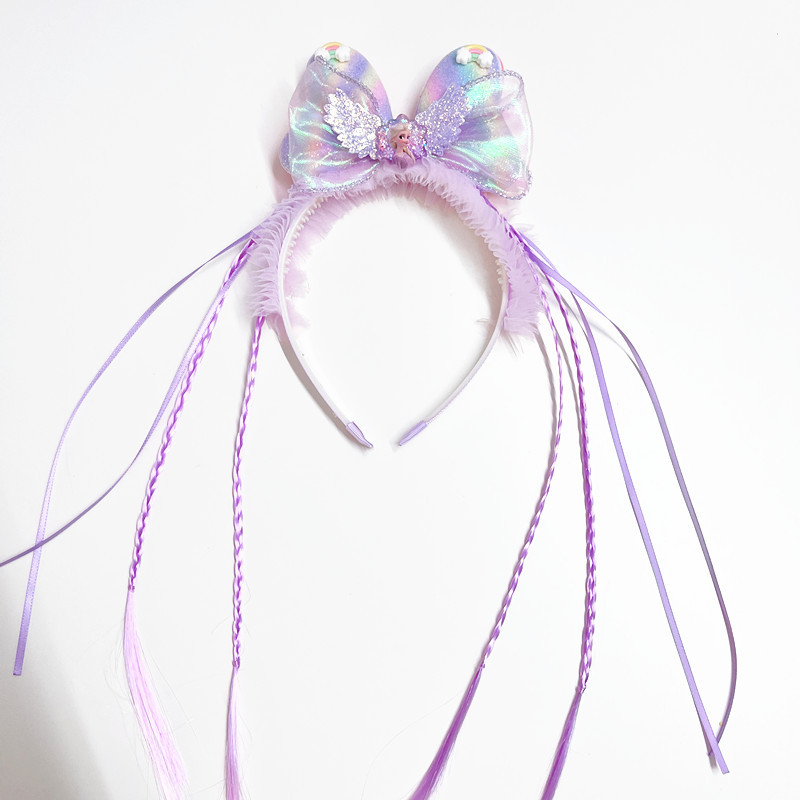 Vaikų plaukų juostelė su princesės karūna ir pintomis sruogomis, rankų darbo iš plastiko/rezino