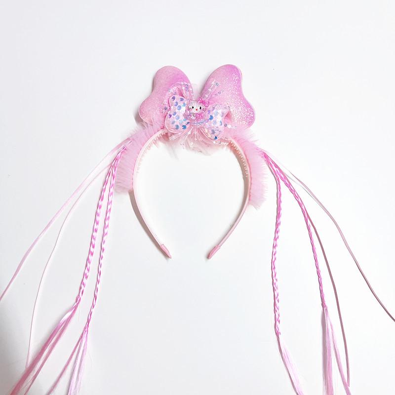 Vaikų plaukų juostelė su princesės karūna ir pintomis sruogomis, rankų darbo iš plastiko/rezino